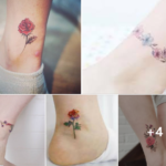 20 elegantes tatuajes de rosas en el tobillo para mujeres